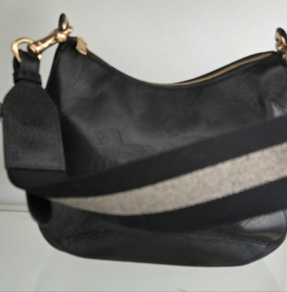 Coach Black Pebble Leather Hobo Satchel Bag with Gold Accents - Picture 2 of 10
